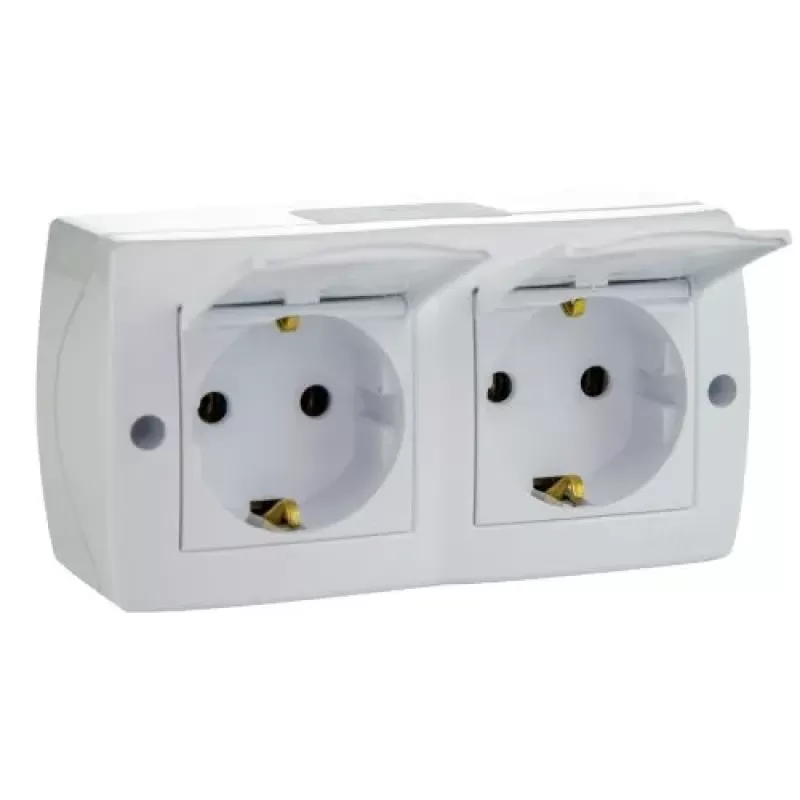 Priza dubla cu capac pe tencuiala premium Mono (6buc/bax)